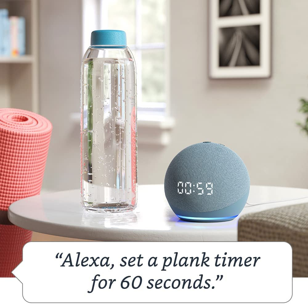 Echo Dot 4th Gen Smart Speaker with Clock and Alexa - Glacier White